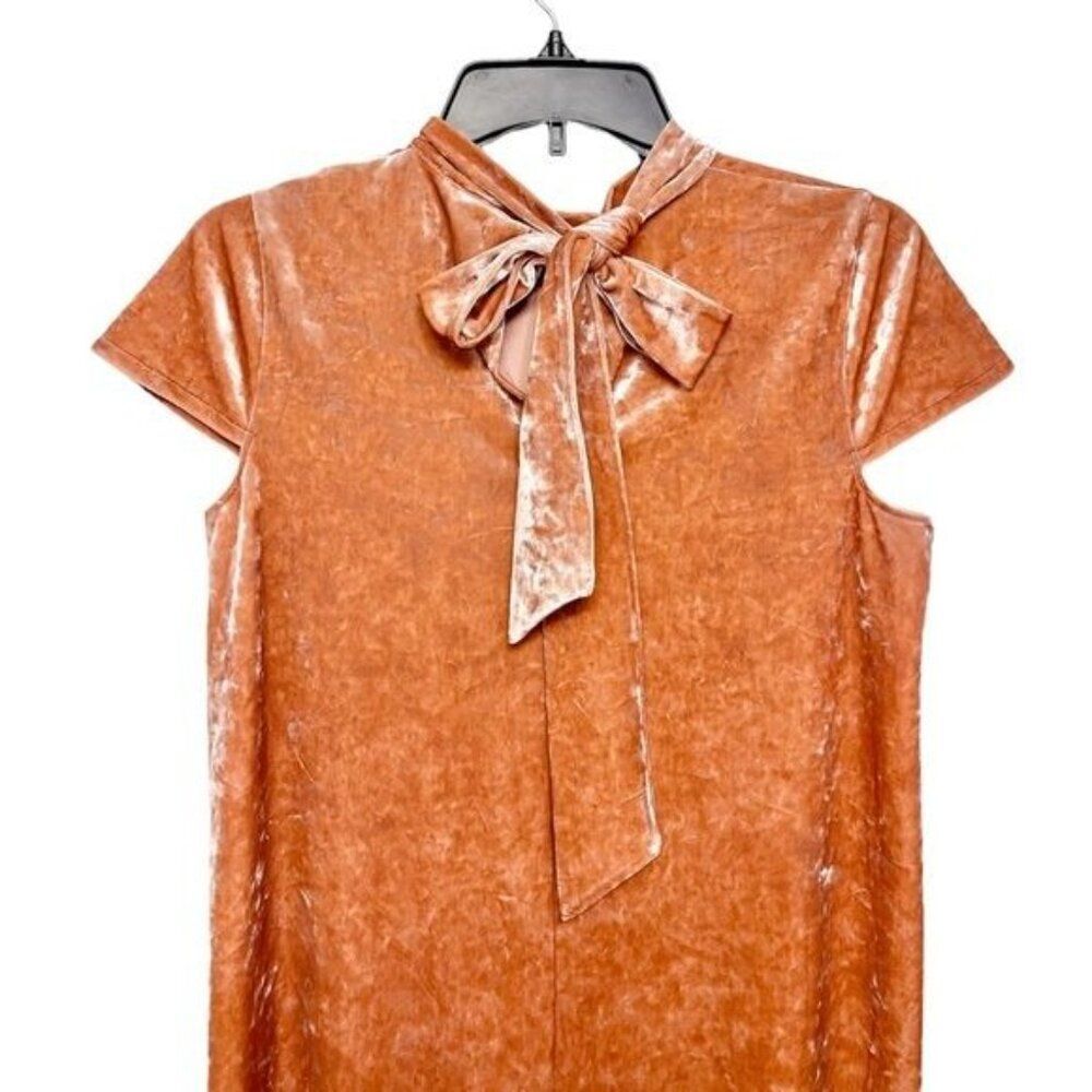 MADEWELL Crushed Velvet Mockneck Mini Dress in Peach Size S - Picture 10 of 10